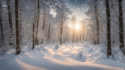 Naklejka premium sunrise in the woods