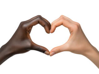 Two hands forming a heart shape on white background PNG transparent.