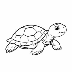 Fototapeta premium Turtle illustration, friendly style, black and white