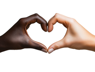 Two hands forming a heart shape on white background PNG transparent.