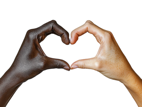 Two hands forming a heart shape on white background PNG transparent.