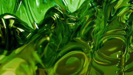 Obraz premium Green Abstract Glass Shape Swirl Background CGI Design