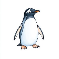 Fototapeta premium Penguin illustration, white isolate background.