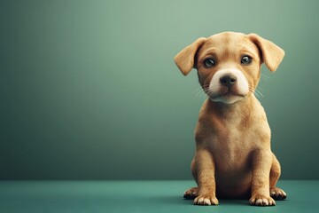 3D illustration of adorable and cute sad dog
