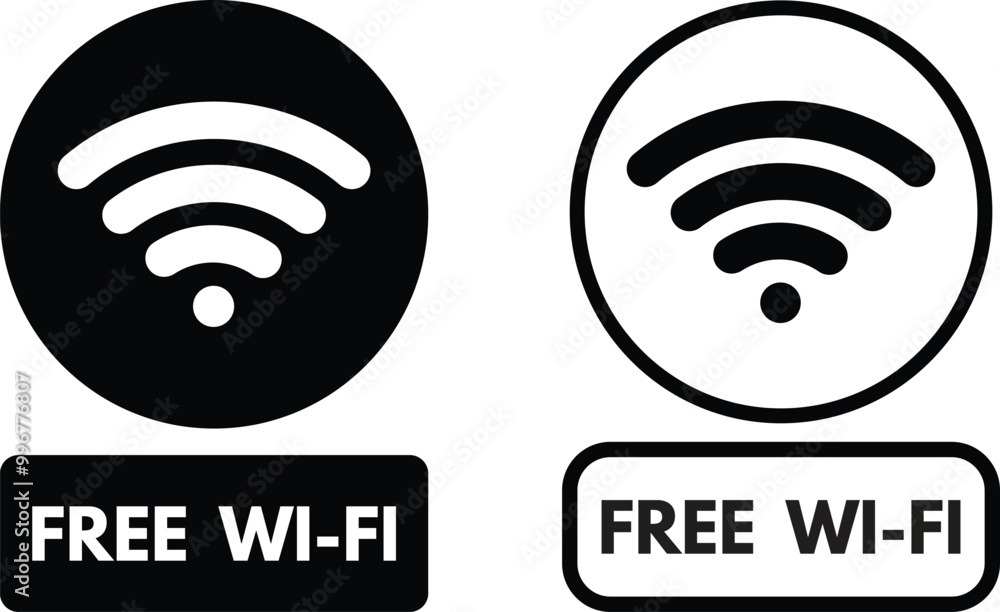 Poster free wifi icon set in two styles . free wireless internet icon . internet connection icon vector