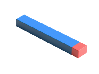 Eraser with blue and red ends on white background PNG transparent.