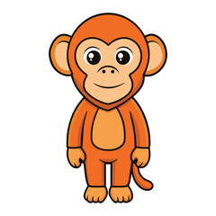 Funny cartoon monkey vector sticker clipart