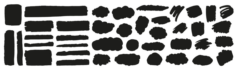Vector black paint, ink blots, drops,splatters. Grunge  textures. Rough silhouettes. Brush strokes, lines. Dirty overlays. Distressed backgrounds.