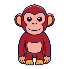 Obraz premium Funny cartoon monkey vector sticker clipart