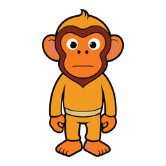 Fototapeta premium Funny cartoon monkey vector sticker clipart