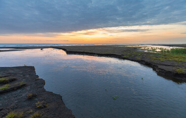 Sunrise on the Caspian Sea coast