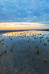 Naklejka premium Sunrise on the Caspian Sea coast