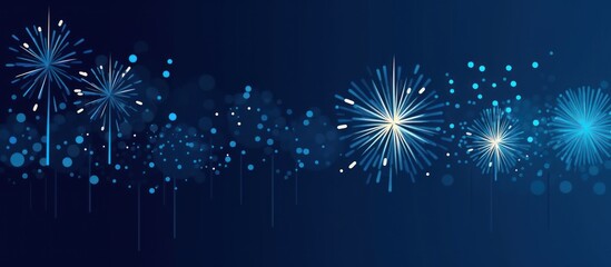 Fototapeta premium Blue Fireworks Display with Bokeh Lights