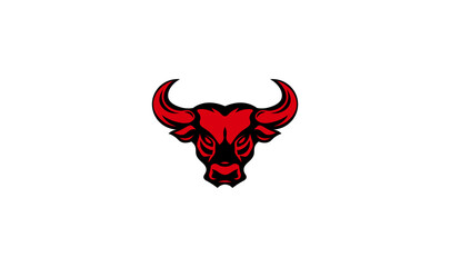 Vector illustration of a cartoon bull with horns on a white background