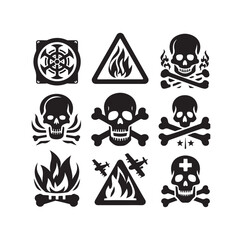 Danger Symbol Black Silhouette vector illustration