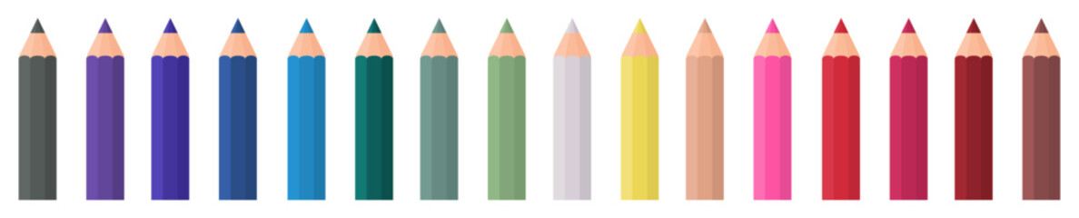 Colored pencils. Set. Vector. Graphic. Used for web design, collages.