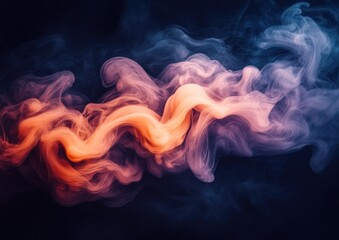 Fototapeta premium Swirling colorful smoke shapes dance in an artistic fashion on a dark background