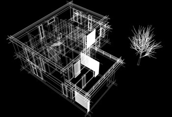 3d rendering of modern architecture 