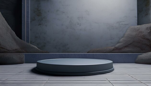 Render 3D de Espa&ccedil;o com Expositor Redondo para&nbsp;Produtos