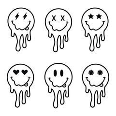 Outline melting smiling faces