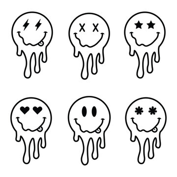 Outline melting smiling faces