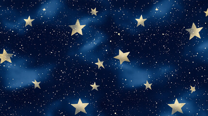 Gold Star Pattern on Deep Blue Background