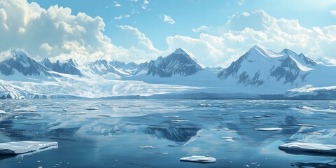 Vast Icy Expanse Under Tranquil Blue Sky