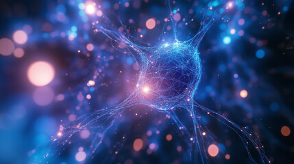 Artistic Neural Network Illustration with Light Effects