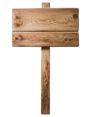 Wooden Signpost with Blank Space Isolated on Transparent Background.