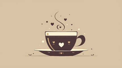 Obraz premium Charming Coffee Cup with Hearts and Steam Design