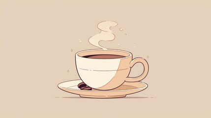 Obraz premium Warm Cup of Coffee with Steam Rising Above