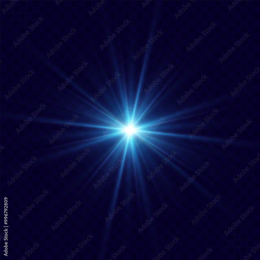 Poster glowing blue effect with highlights. abstract blue flash of light. isolated on transparent backgroun