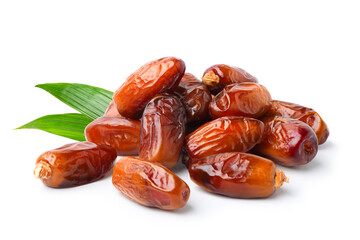 Dried date fruits isolated on white background.