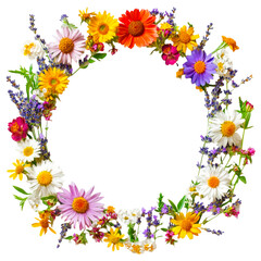 Obraz premium Vibrant floral border isolated on a transparent background