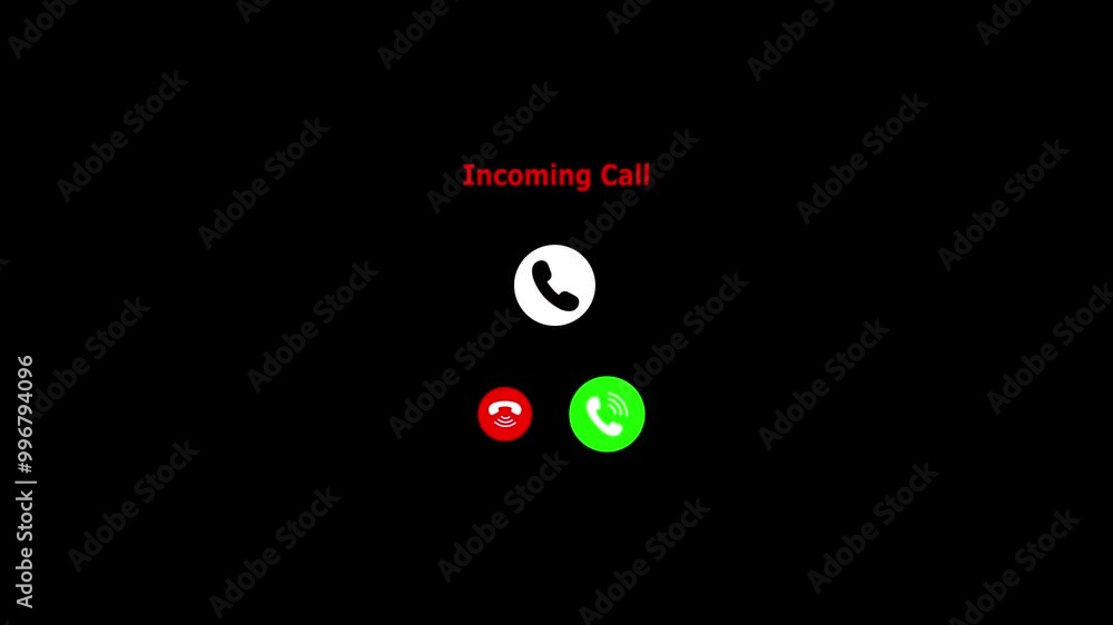 Poster incoming call screen animation with accept and decline option and copy space placement on black back
