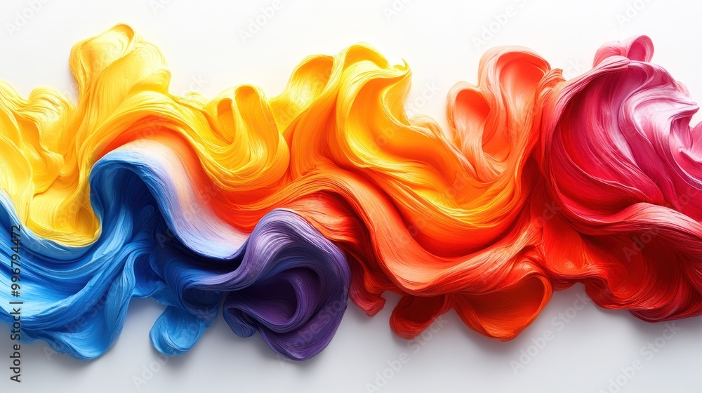 Poster a swirl of vibrant paint colors flows together, creating a dynamic and colorful effect
