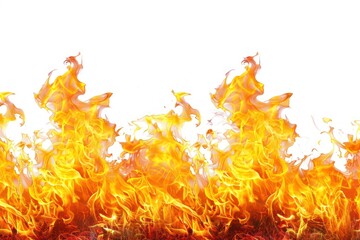 Vivid fiery flames on white
