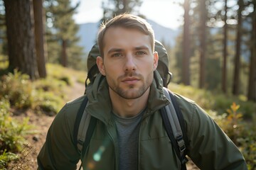 Obraz premium Hiker Admiring the View