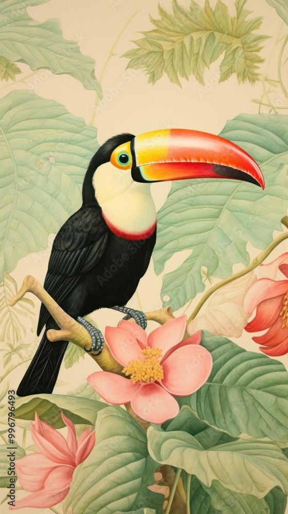 Sticker wallpaper toucan animal bird beak.