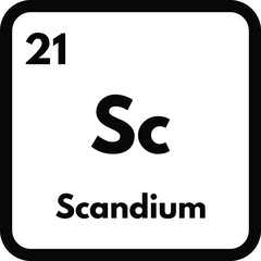 Scandium chemical element icon isolated on white background . Scandium icon vector