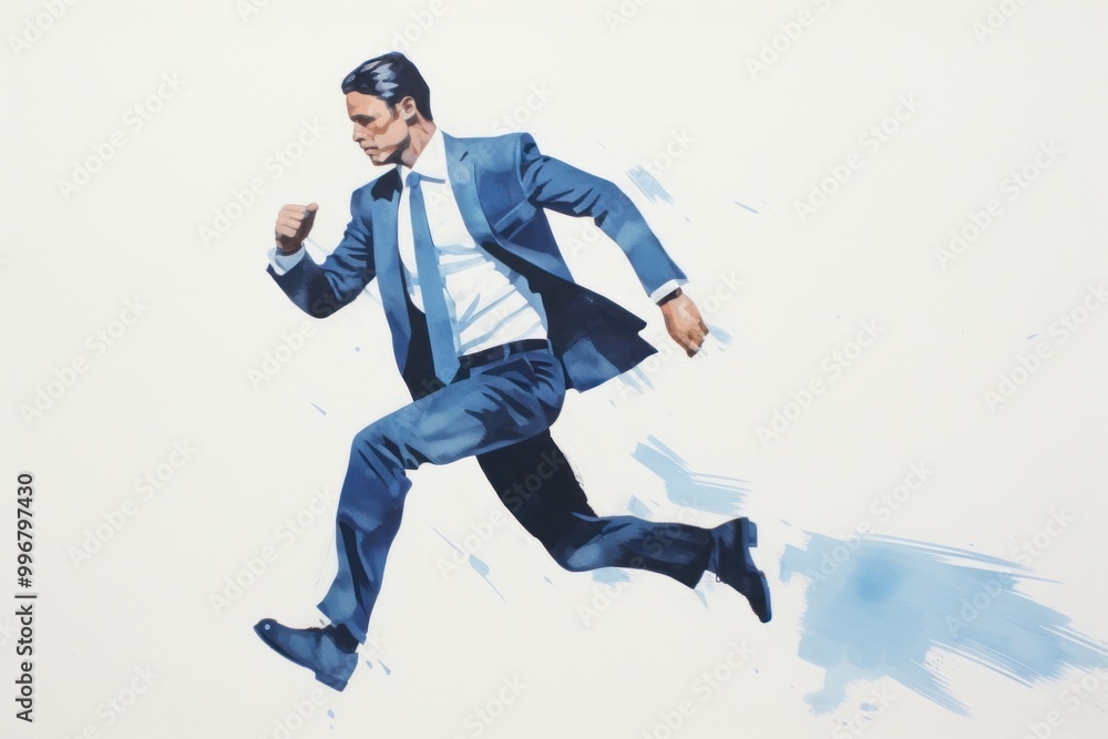 Poster Business man run footwear adult blue.