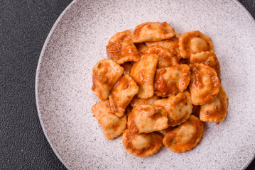 Ravioli with meat or vegetarian with ricotta, salt and spices