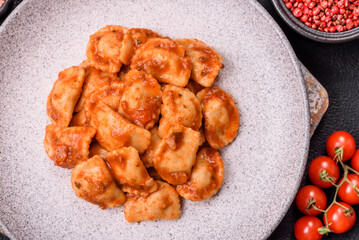 Ravioli with meat or vegetarian with ricotta, salt and spices