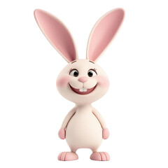 Obraz premium A cute cartoon rabbit character with big ears and a cheerful smile, perfect for children's themes and playful designs, transparent background.
