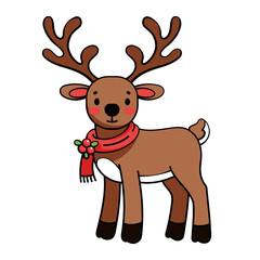 Cute Christmas character Santa Claus deer. Children's holiday illustration isolated on white background