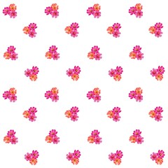 Textile floral seamless pattern isolated watercolor flowers hand drawn drawing white background.