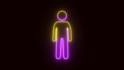 Male Gender Icon Male Icons. neon glowing Male toilet icon.