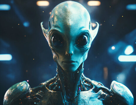Extraterrestrial creature with a fantasy alien face Generative Ai
