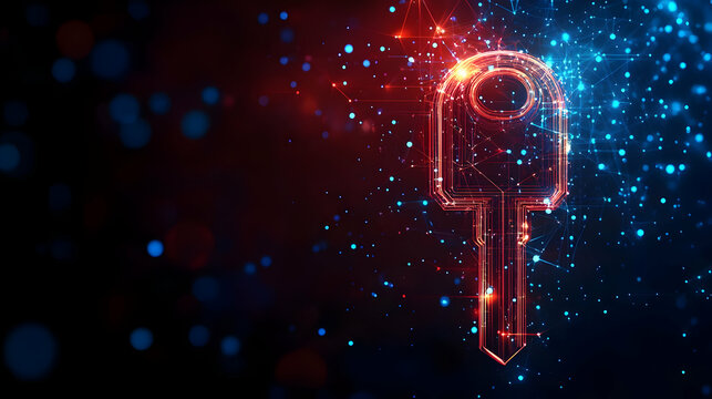 Digital Key Network Connection Symbolizing Security Technology