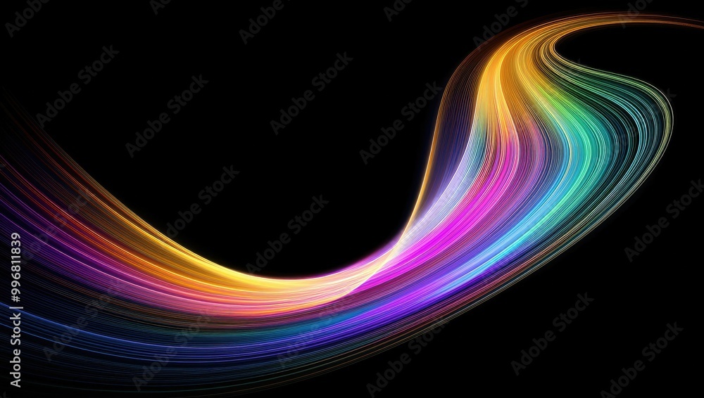 Poster a vibrant swirl of colorful light against a black background, creating a mesmerizing optical illusio